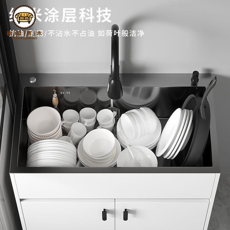 免運 附發票 家用廚房不銹鋼水槽帶一體櫃 單雙槽洗碗池簡易洗菜盆 帶櫥櫃出租房水槽櫃 洗碗櫃 不鏽鋼櫃 洗菜盆櫃特惠/全館折扣 售後保障 j549