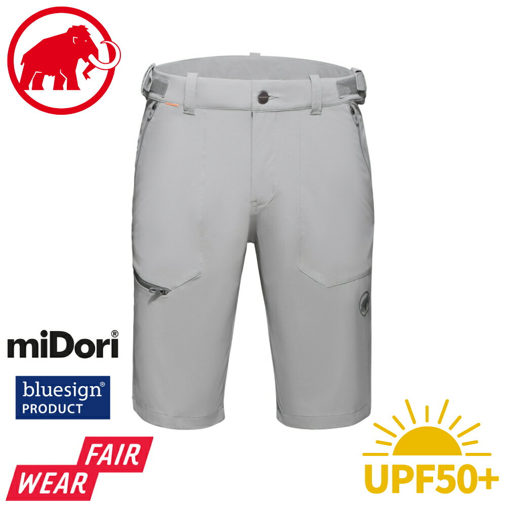 【MAMMUT 長毛象 男 MA Runbold Shorts 抗磨防曬機能短褲《花崗巖灰》】1023-00710/快乾短褲