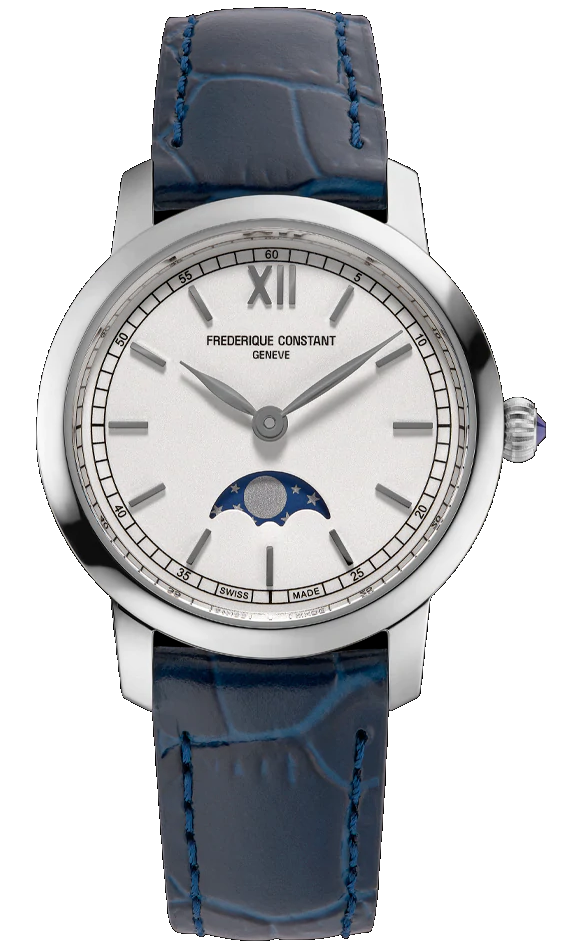 CONSTANT 康斯登 SLIMLINE超薄系列月相女腕錶(FC-206SW1S6)-30mm-白面皮革【刷卡回饋 分期0利率】【APP下單4%點數回饋】