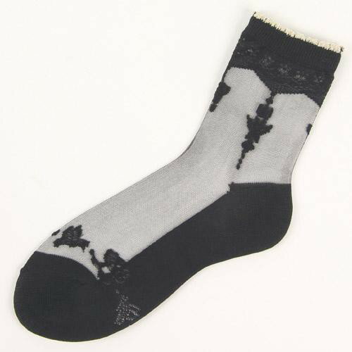 【花日襪】日本製透明襪子 透膚襪 玻璃襪 絲襪 花和蝴蝶襪子 日系襪 日製襪 浪漫蕾絲襪 透明長襪 氣質穿搭 3