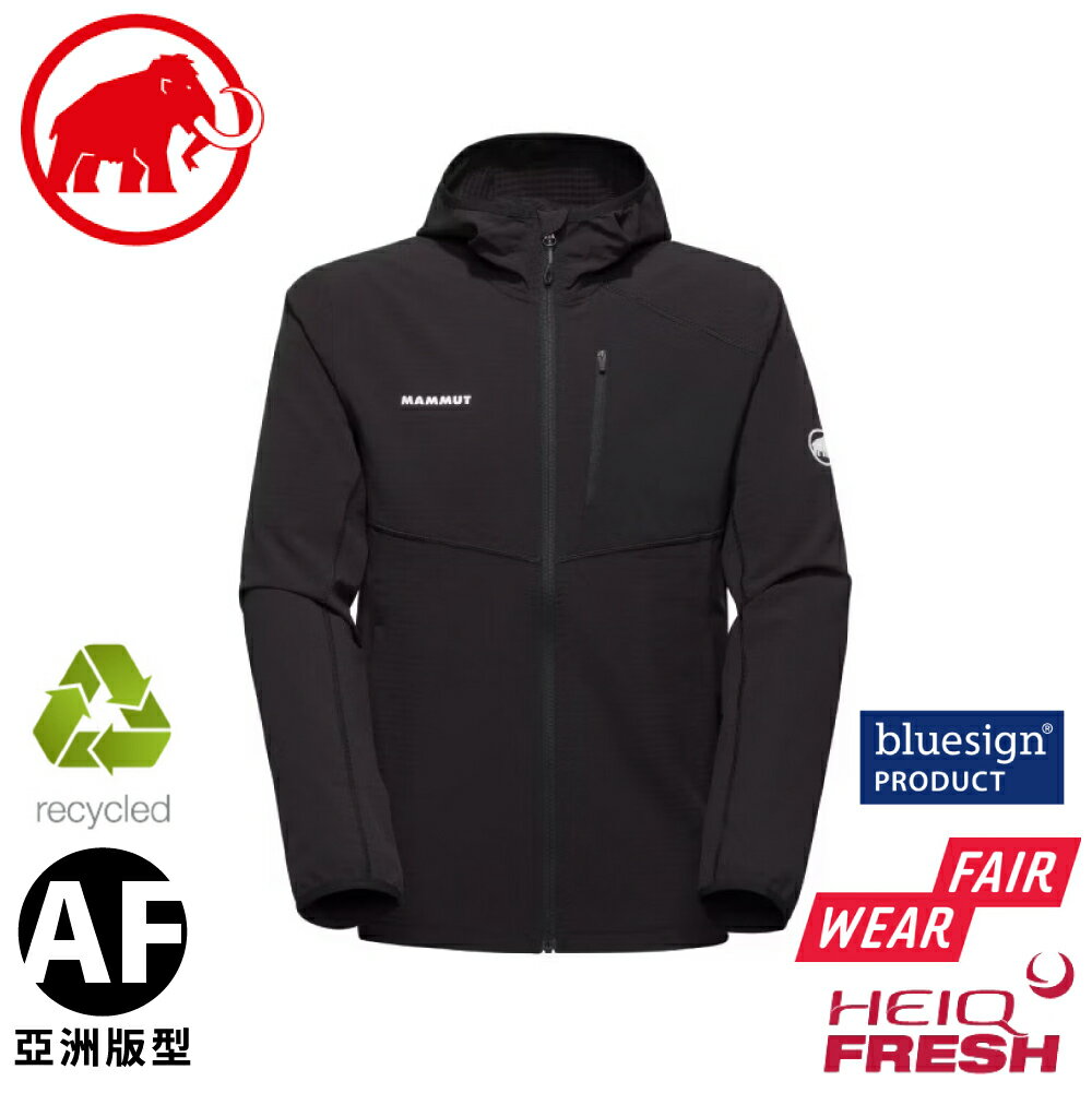 【MAMMUT 長毛象 男 Madris Light ML Hooded AF 薄刷毛連帽外套《黑》】1014-07170