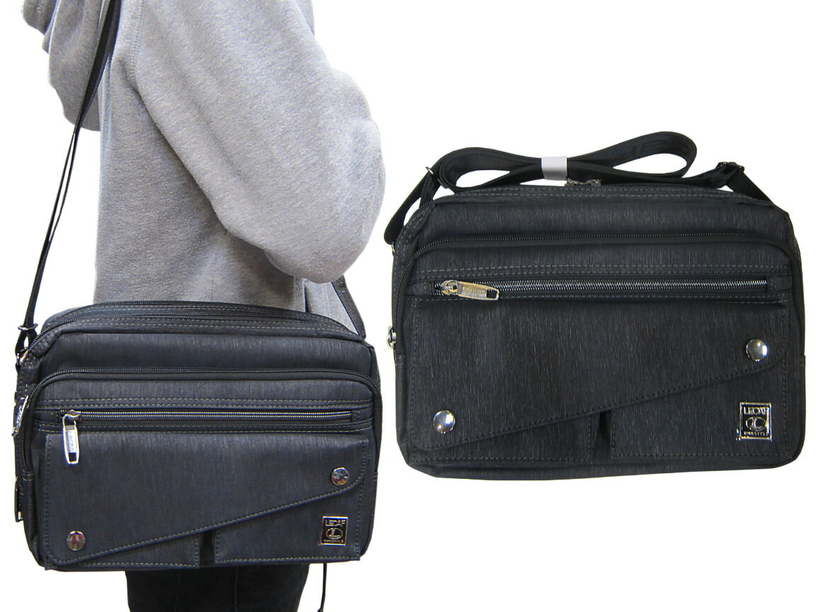 ~雪黛屋~LECAF 斜側包中容量二層主袋+外袋共七層可8寸平板進口防水尼龍布材質肩背斜背中性款可刷洗LW6710A(中) 0