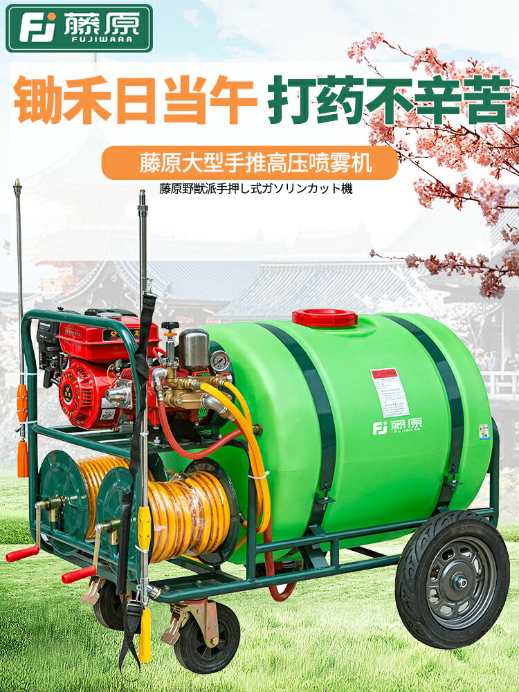 藤原手推式打藥機園林農用果園農藥高壓消毒防疫噴霧器汽油打藥車