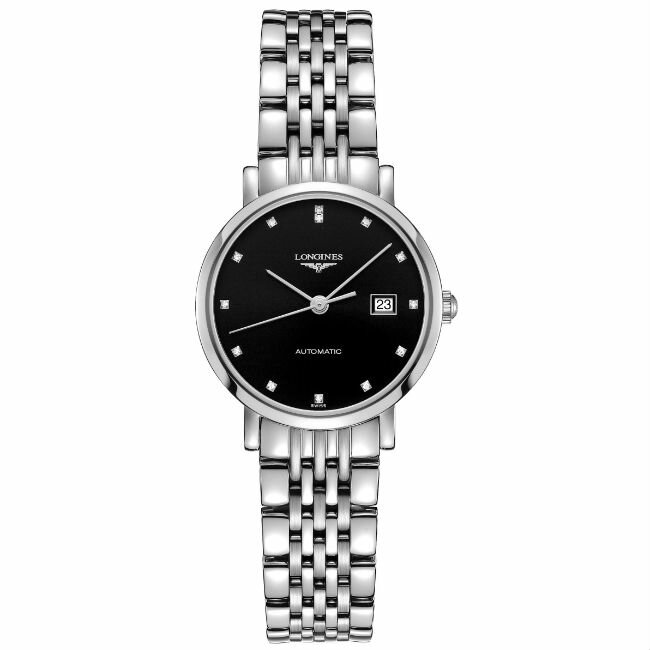 LONGINES 浪琴表 L43104576 琴韻優雅晶鑽腕錶/黑面29mm