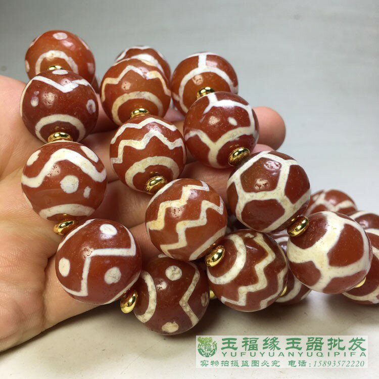 高古風化西亞迴流高油老包漿滿風化鑲蝕紅玉髓多寶天珠手串手鏈