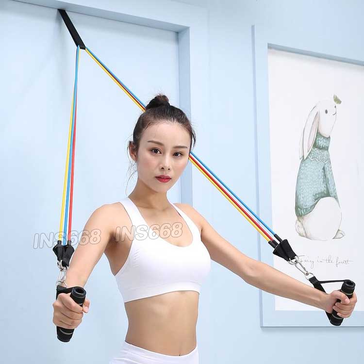 拉力繩11件組 乳膠彈力繩 多功能阻力帶 一字拉力器 健身專用阻力繩 瑜珈繩  重訓減肥塑身男女適用 INS668 1