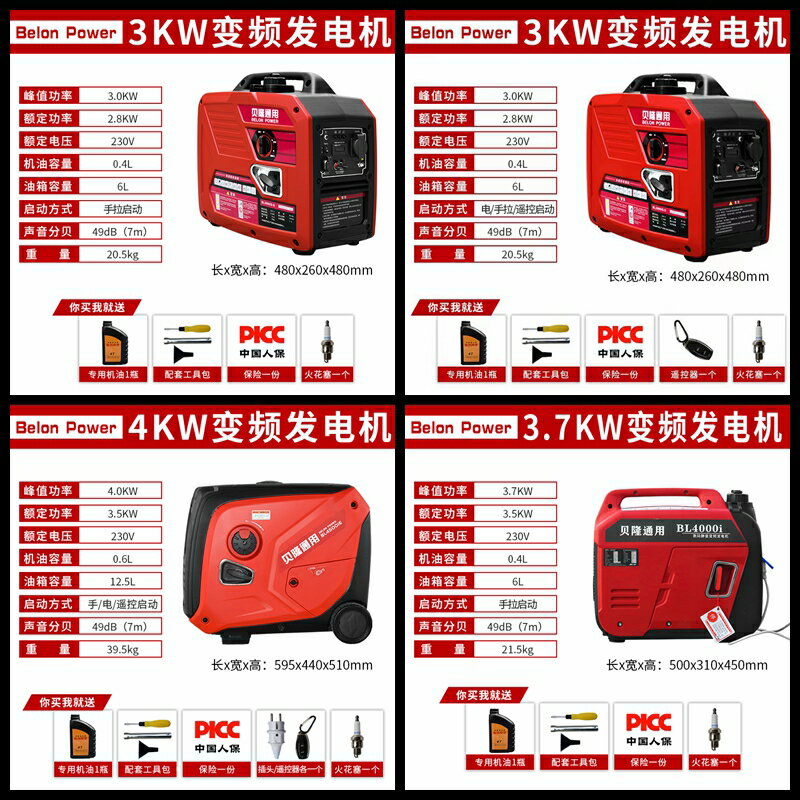 貝隆小型發電機220v家用超靜音迷你戶外汽油手提便攜式微型3000w 小山好物嚴選 5