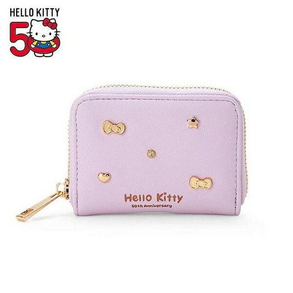 【震撼精品百貨】Hello Kitty 凱蒂貓~日本Sanrio三麗鷗 KITTY皮質拉鍊票卡零錢包 (50週年)*51757