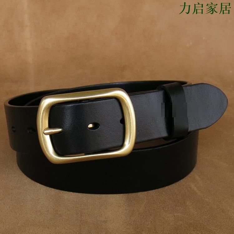 純銅扣頭復古男士皮帶頭層純牛皮腰帶針扣真皮褲腰帶原單