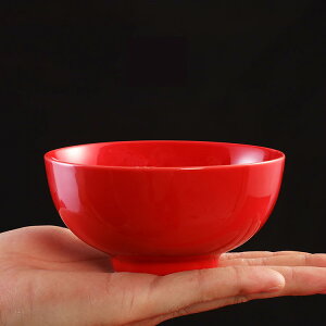 中式喜慶紅色碗盤碗碟套裝陶瓷家用純色餐具結婚陪嫁純紅碗勺禮盒