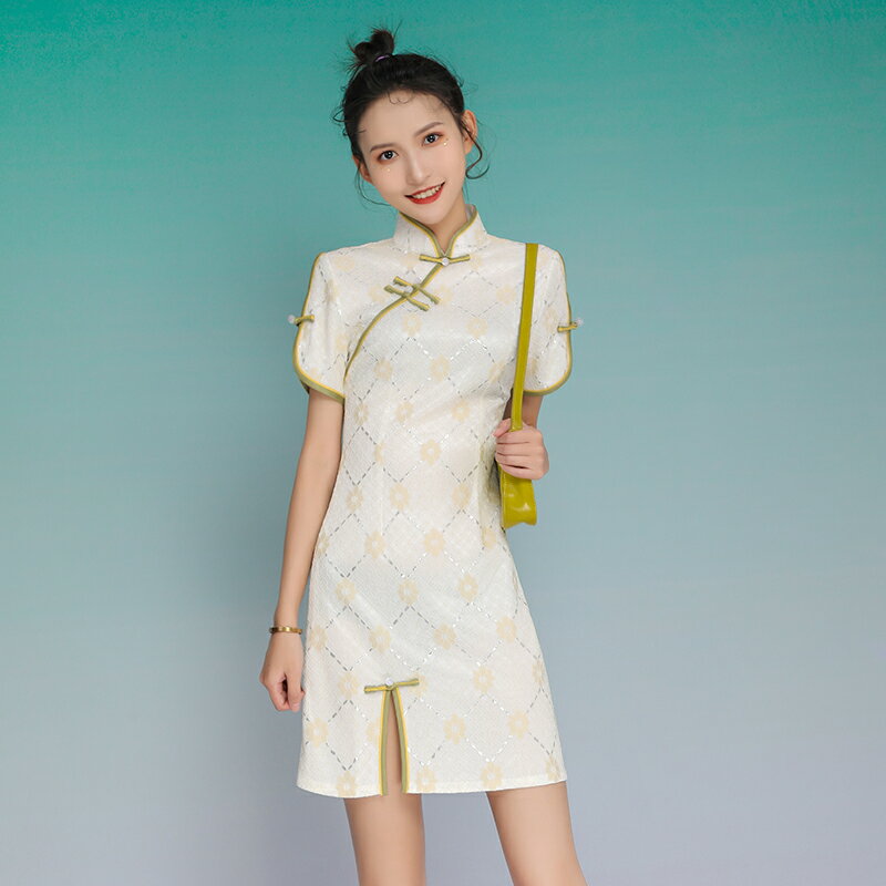 新款法式旗袍女年輕款少女復古緊身性感日常生活裝改良連衣裙