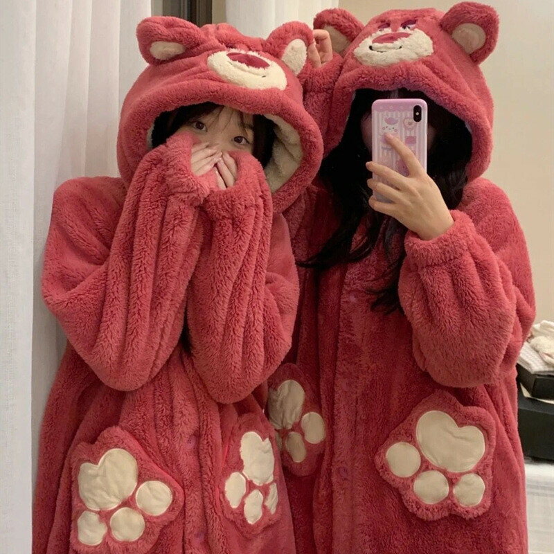 睡衣 加絨 睡袍 睡衣女 女生睡衣 家居服女 超保暖 珊瑚絨 浴袍 加厚 長款睡袍 毛絨睡袍 浴袍