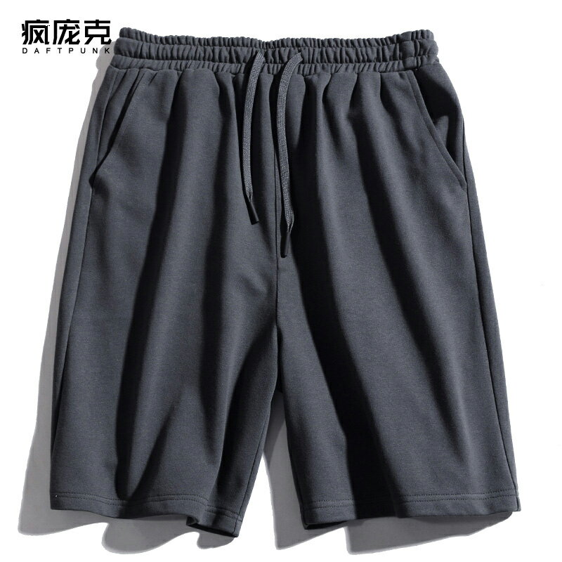 純色ins休閑褲年春季新款男裝韓版復古松緊高腰百搭外穿短褲