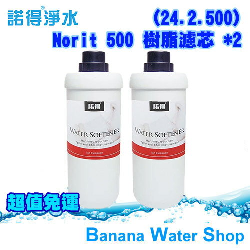 【全台免運 贈餘氯測試液】【諾得淨水 NORIT】24.2.500 軟水離子交換樹脂濾芯 兩入組 第二代濾頭N004-02-200