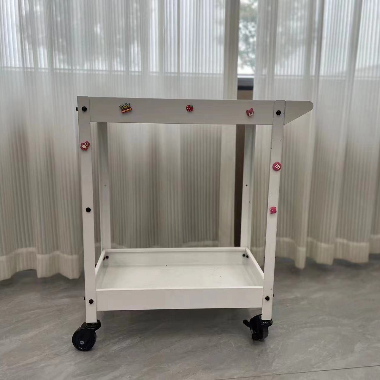 公司貨 超低價 綠色兩層工具車手推車靜音滾輪收納零件移動花架綠植工業風 快速發貨