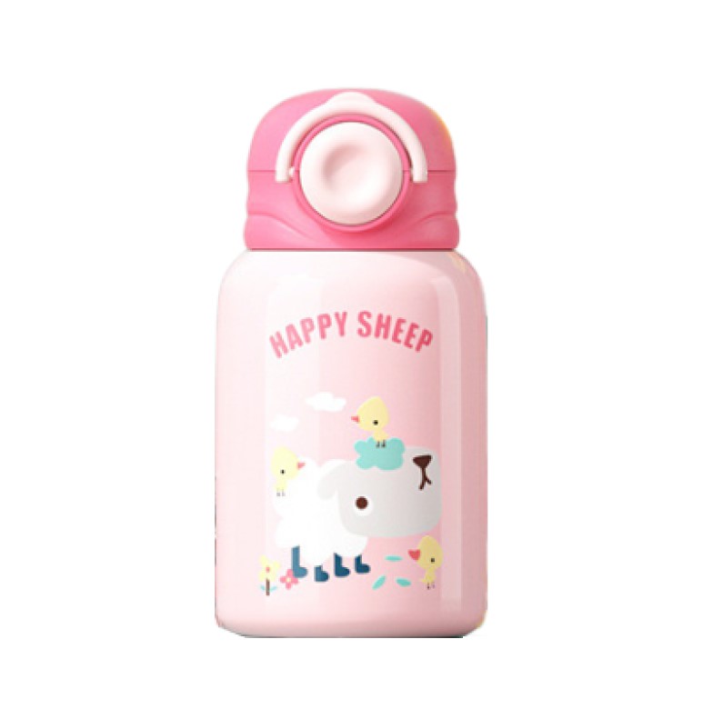 316不鏽鋼萌趣插畫雙蓋杯450ml(禮盒組)(小綿羊) [大買家]