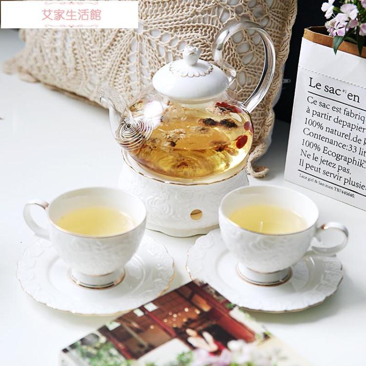 英式茶具陶瓷玻璃蠟燭水果茶壺 英式下午茶茶具 歐式花茶杯套裝花茶茶具LX【摩可美家】