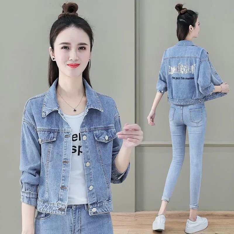 女短款ins保暖服棉袄宽松冬季牛仔衣外套i7 羽绒棉服女秋冬季夹棉轻薄小棉袄韩版宽松保暖大口袋-运动羽绒服
