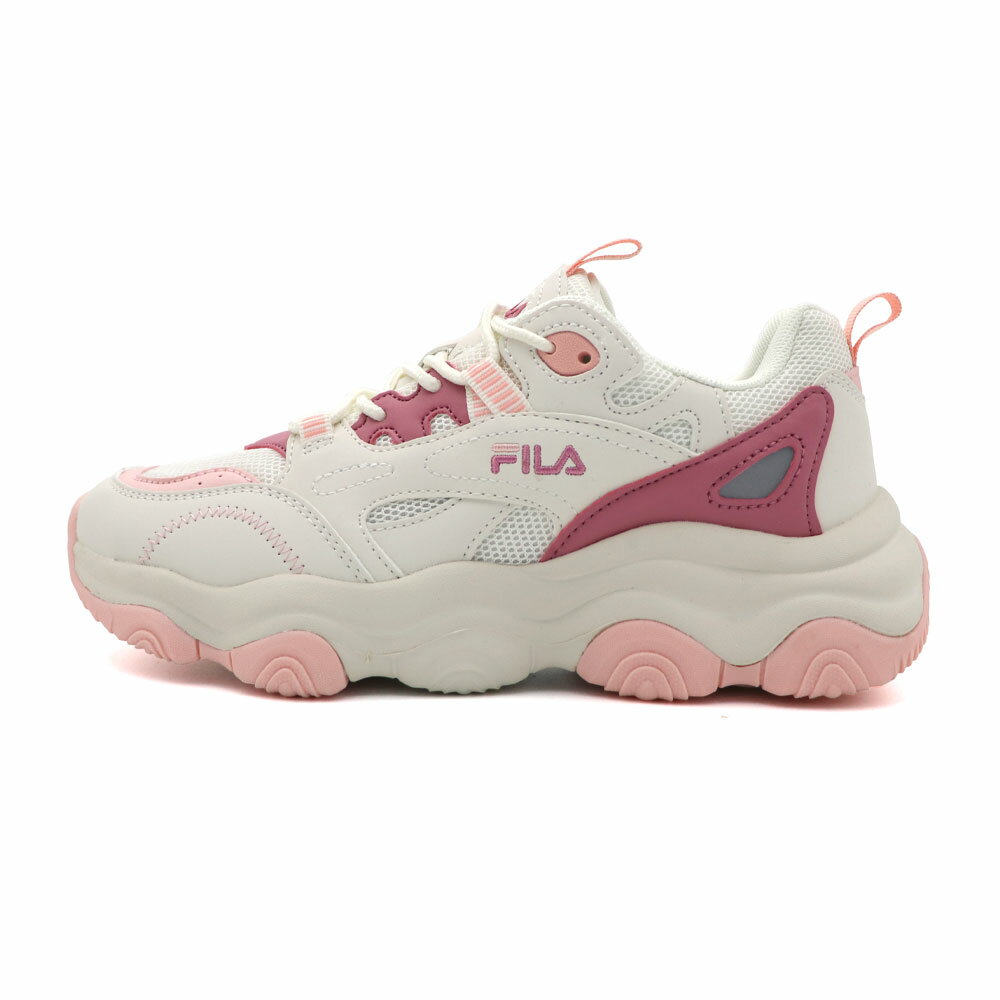 【全館滿額折】Fila Turbine 白粉色 網布 皮革 厚底 運動 休閒 老爹鞋 女款 J2649【新竹皇家5-J346Y-752】