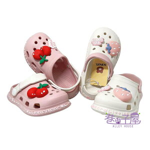 親子鞋 草莓 櫻桃 造型 輕量 防水 兩穿 布希鞋 園丁鞋 涼拖鞋 [2120] 白/粉【巷子屋】