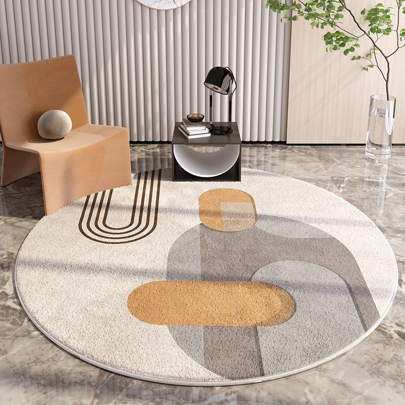 簡約仿羊絨圓形地毯臥室客廳毯沙發茶幾耐臟可機洗搖椅短毛地毯圓