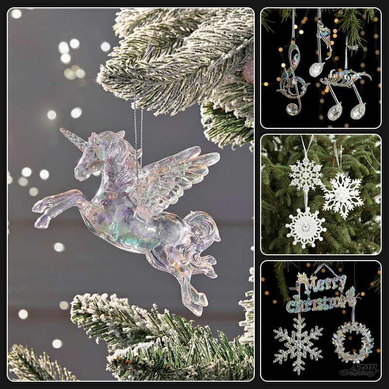 現貨 聖誕雪花吊飾-綜，透明壓克力吊飾 聖誕樹裝飾 立體吊飾 英文字牌 冰柱吊飾 聖誕造景，X射線【X040001】