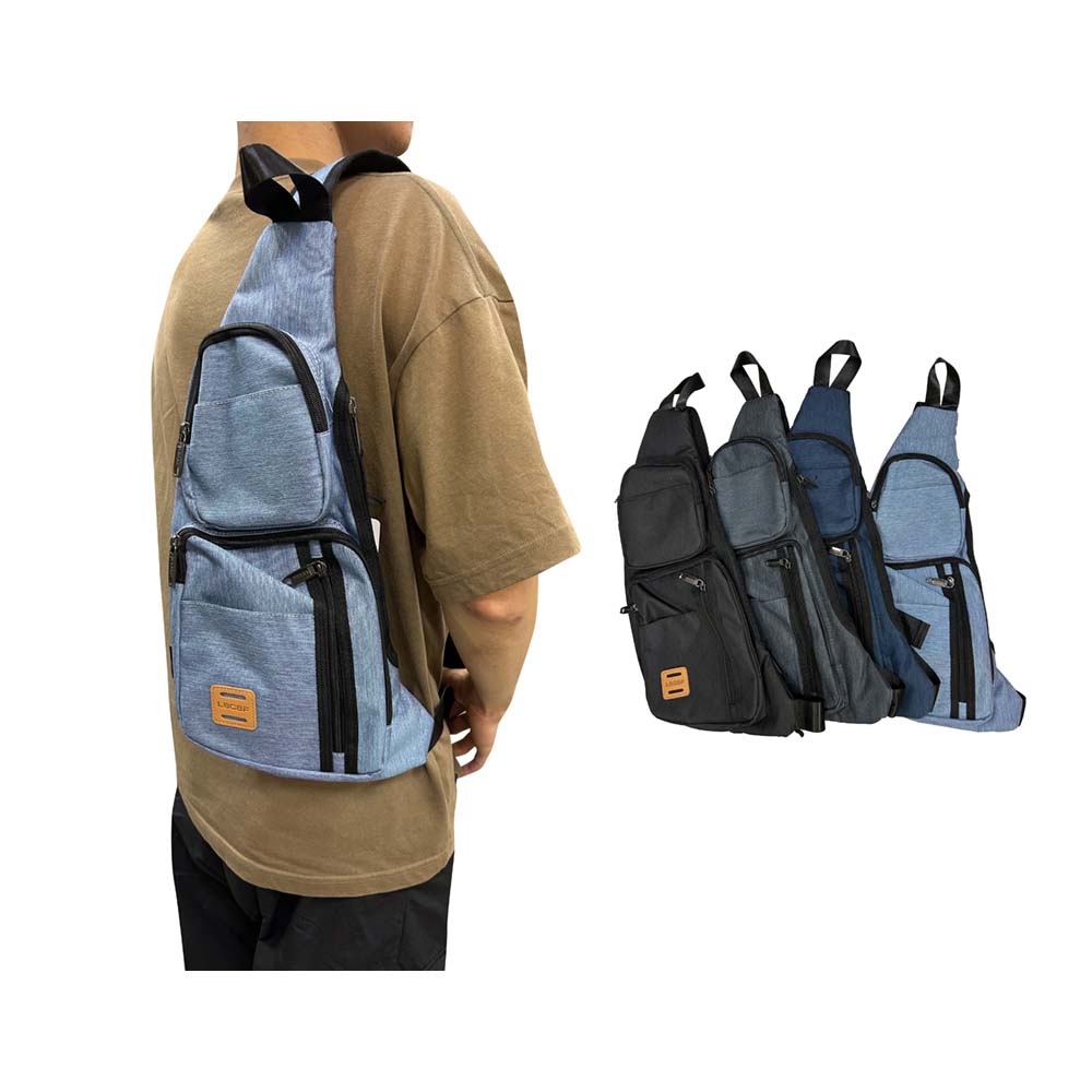 ~雪黛屋~LECAF 胸背包小容量主袋+外袋共五層防水尼龍單左肩背扁型服貼LW3838