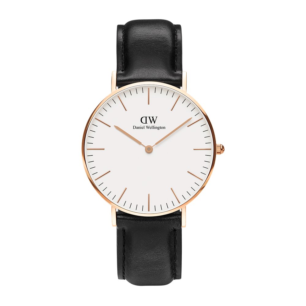 DW Daniel Wellington 精品手錶 白面金框黑錶帶 40mm/36mm  (保固一年)