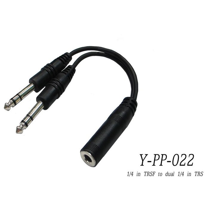 Stander Y-PP-022 臺製立體聲 6.3mm 母頭轉(兩個) 6.3mm 公頭音源訊號分接線【唐尼樂器】
