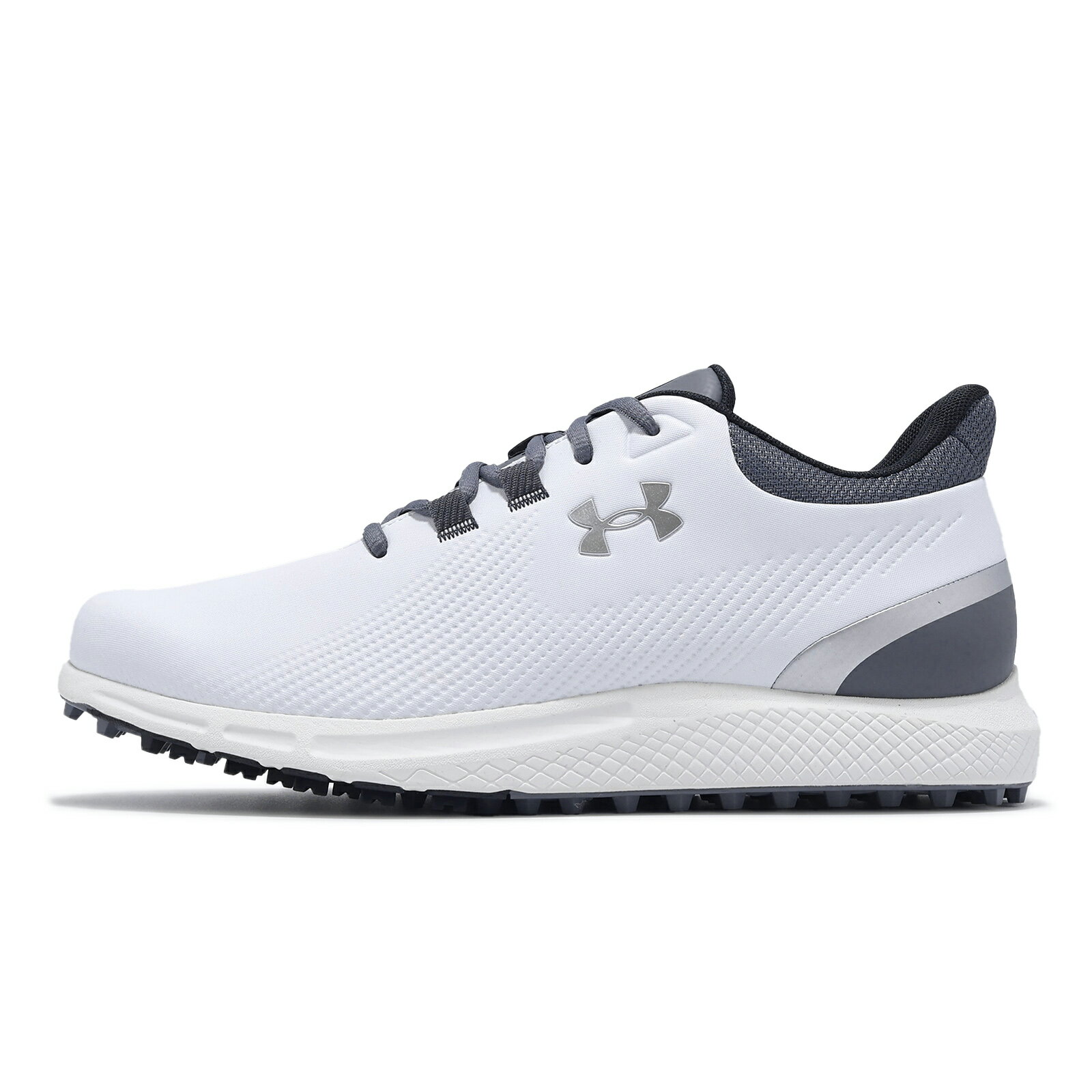 Under Armour UA 高爾夫球鞋 Drive Medal SL 男鞋 寬楦 白 灰 防潑水 抓地 運動鞋 UA