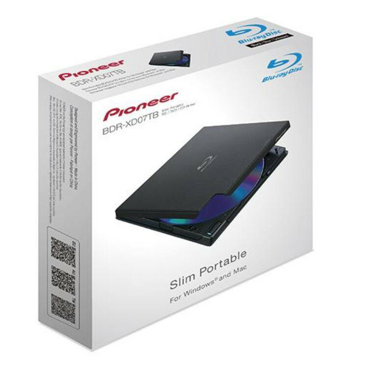 【現貨】先鋒Pioneer BDR-XD07TB 6X 薄型外接上掀式藍光燒錄機 黑色 公司貨 相容MAC/Win