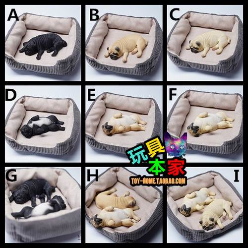 JXK 1/6比例模擬動物犬模型手辦 趴睡巴哥 JXK085ABC 共九款