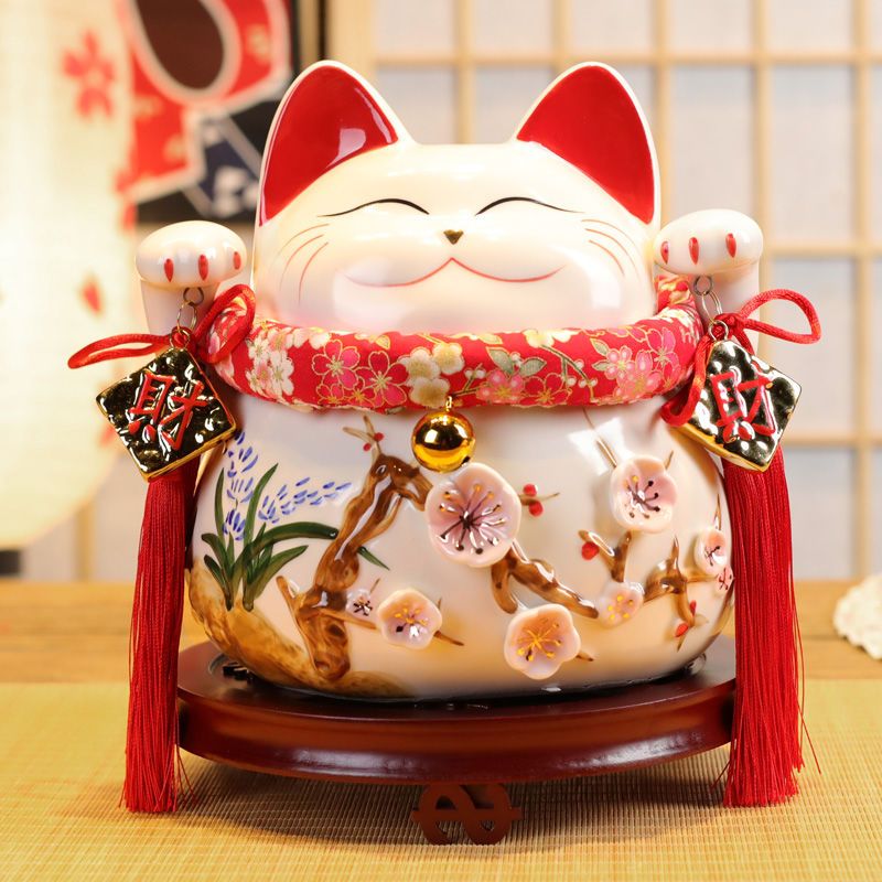 公司貨 免運 快速出貨 擺件 禮品 招財貓擺件 招財貓大號日本陶瓷招財貓儲蓄罐 存錢罐開業禮品酒櫃