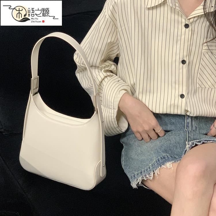 【臺灣公司貨】白色單肩托特包女新款氣質腋下包包高階感簡約真皮女包通勤包