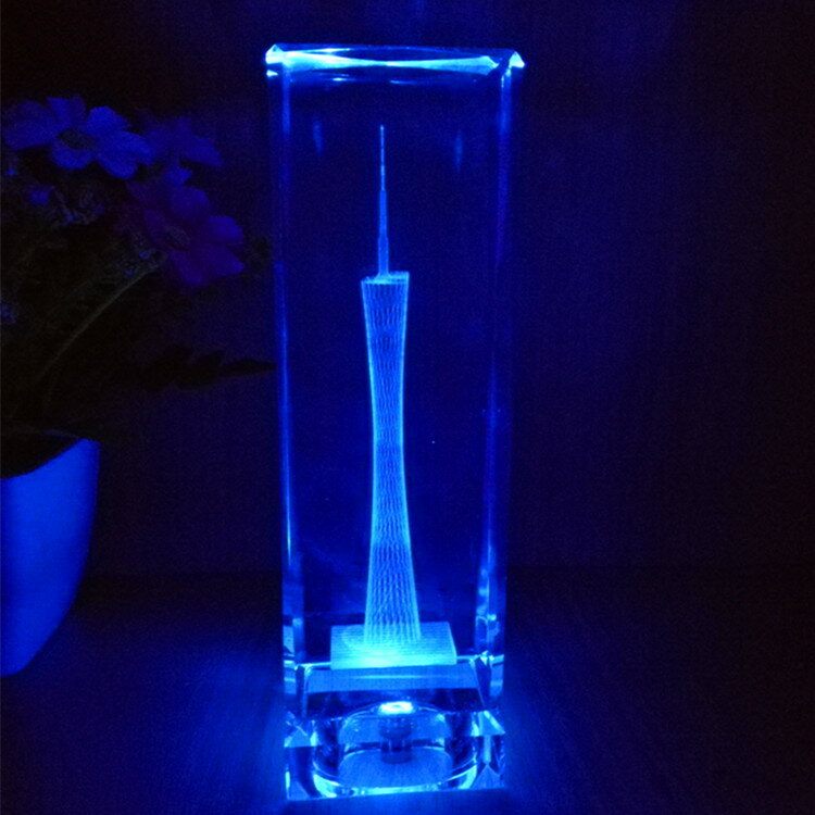廣州塔水晶內雕模型 小蠻腰水晶工藝品擺件紀念禮品 LED燈發光
