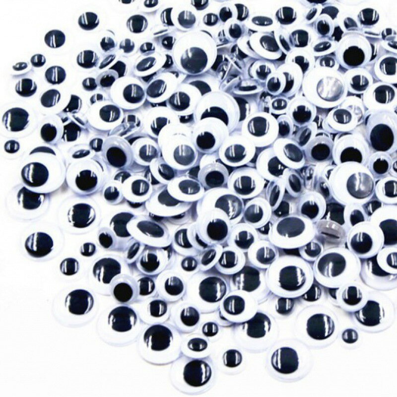 DIY手工配件8MM背膠活動眼睛 幼兒園手作制作小動物的眼珠子300顆