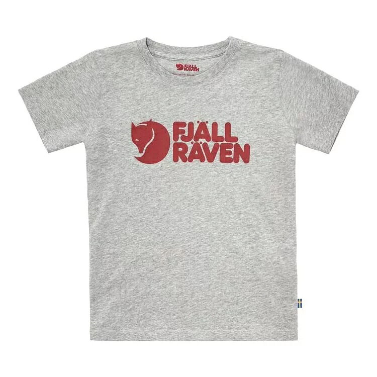 ├登山樂┤瑞典Fjallraven Kids Logo T-shirt 兒童有機棉T恤 # FR80538-020-999 灰/麻花