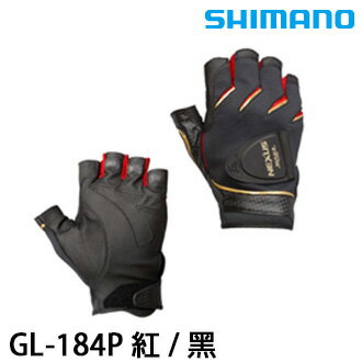 漁拓釣具 SHIMANO GL-184P 黑 / 紅 #M #L #XL 手套