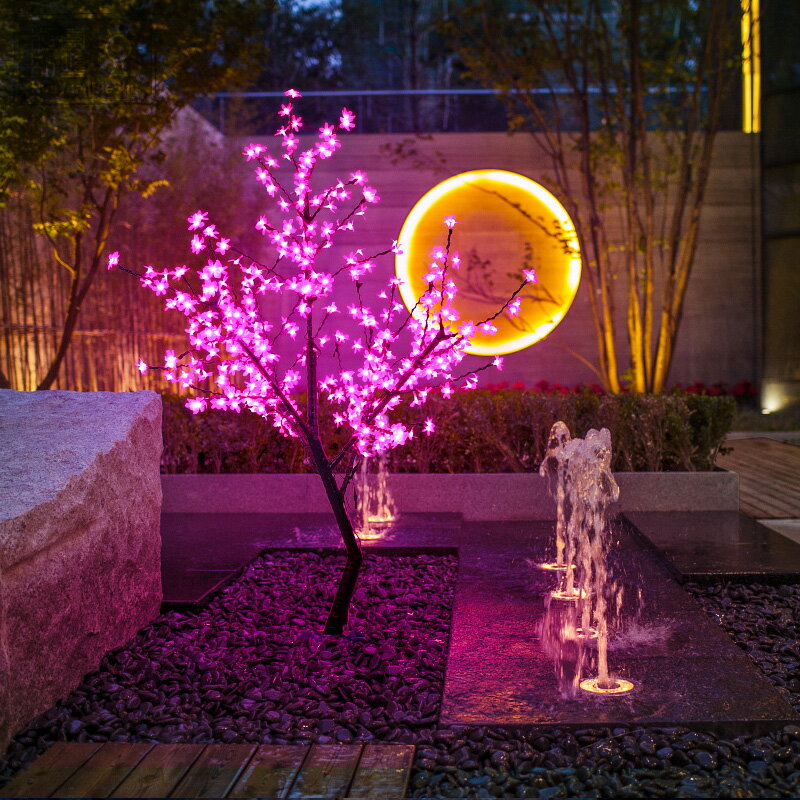 LED發光樹燈櫻花樹桃花樹仿真庭院景觀樹燈圣誕節日樹燈防水戶外 1