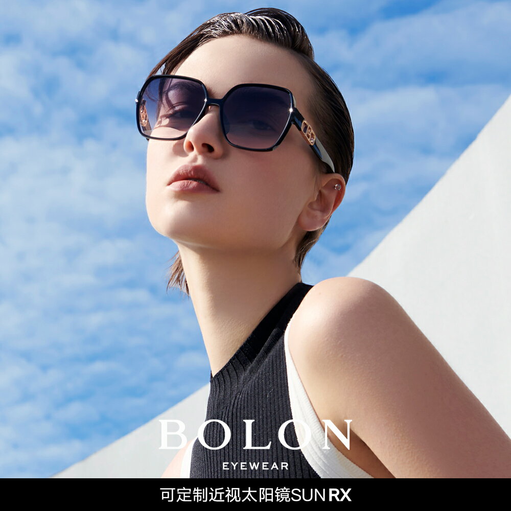 BOLON暴龍百搭墨鏡女款蝶形方框防曬遮陽大框偏光太陽眼鏡BL5082