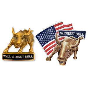 紐約華爾街銅牛Wall Street Bull冰箱磁鐵+華爾街銅牛布標【2件組】特色地標 3D立體 冰箱貼 美式風格 創意貼