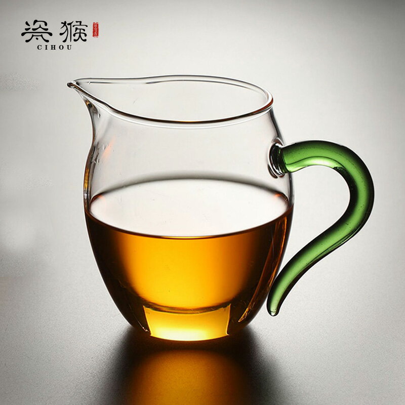 耐熱加厚公道杯日式高檔手工分茶器帶把功夫茶具過濾泡茶茶海
