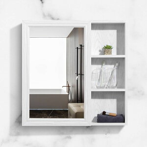 可開發票 太空鋁浴室鏡柜單獨掛墻式衛生間廁所鏡子帶置物架收納盒防水鏡箱
