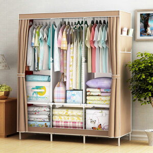 簡易佈衣櫃衣架整理收納衣櫥防塵衣櫃鋼架加固組合簡約現代