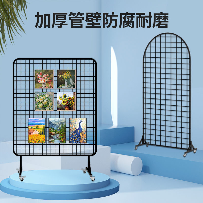 圓形網格展示架畫展畫室園作品服裝店展示架展覽架戶外美術展