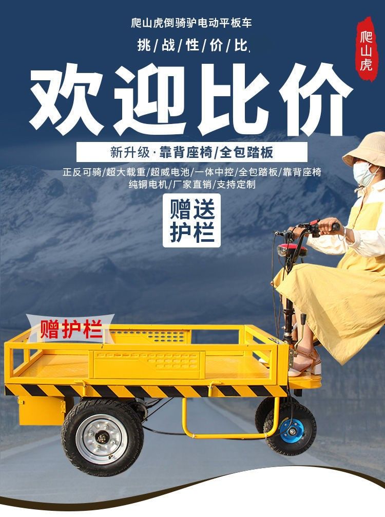 【台灣公司 超低價】電瓶運輸車電梯搬運車拉貨載重手推電動平板車四輪可倒騎倉儲工地 5