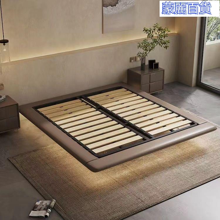開立發票 免運優質品 床架 雙人床架 加高床架 午休床 鐵床 折疊床 意式極簡懸浮床民宿床懸空床無床頭床北歐現代簡約侘寂床架軟包床