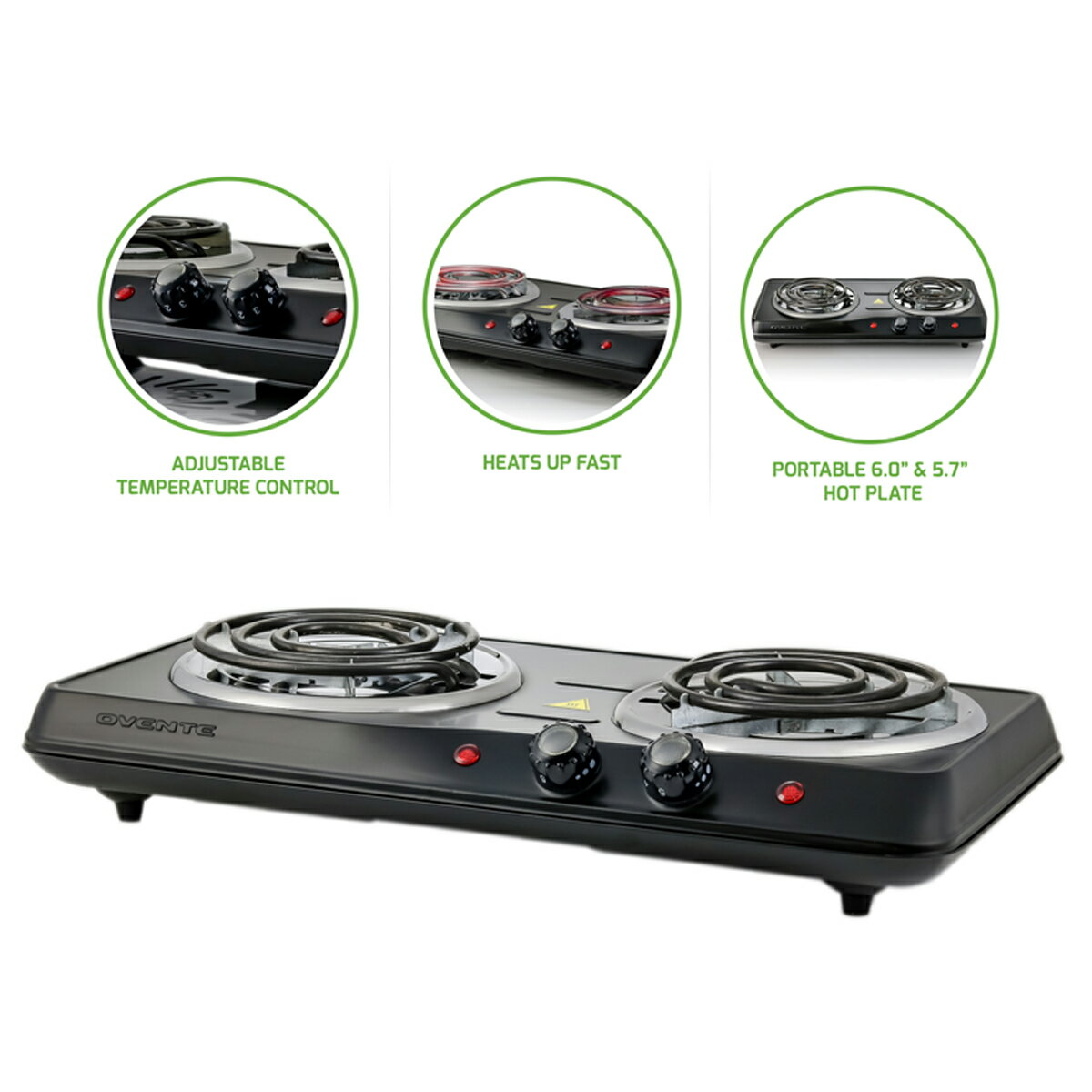 Ovente Electric Double Coil Burner