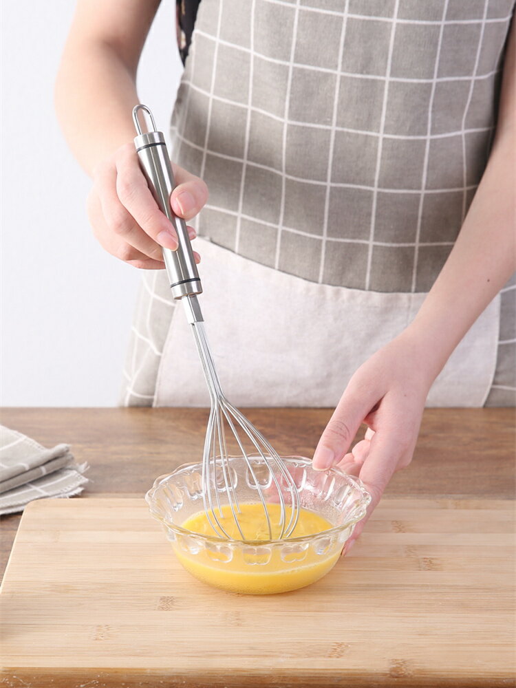 手持式打蛋器304不銹鋼家用雞蛋黃攪拌手動打發奶油烘焙和面工具1入
