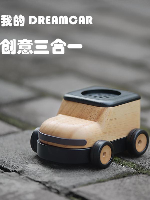 公司貨 免運 可開票 越野車SUV高顏值車載香薰擺件創意實木停車牌電話挪車牌